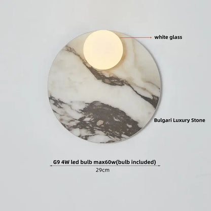Modern marble glass globe led wall lamp with polished white marble base and central white glass globe wall lamp decorbites glass globe