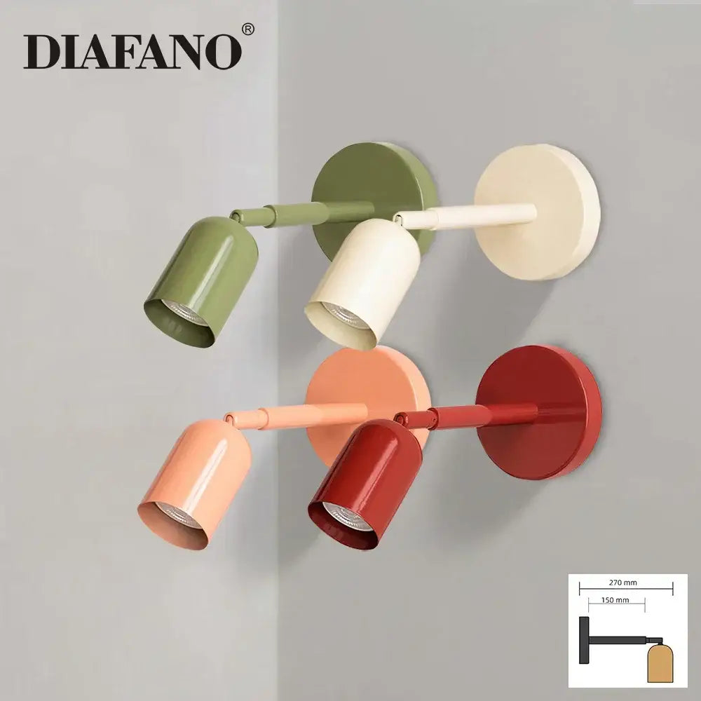Modern matte adjustable gu10 led wall sconce in olive cream peach and red finishes for bedroom lighting