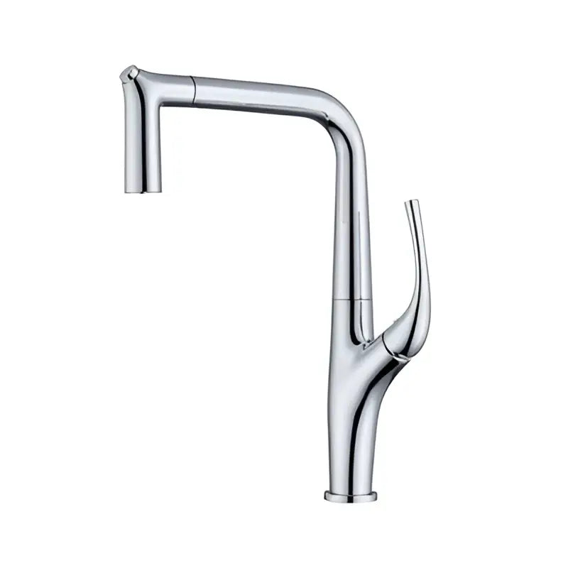 Modern matte black 3 way kitchen faucet by decorbites with chrome-finished curved spout and pull-down spray sink mixer