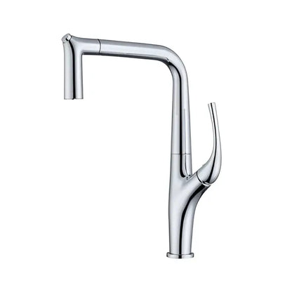 Modern matte black 3 way kitchen faucet by decorbites with chrome-finished curved spout and pull-down spray sink mixer