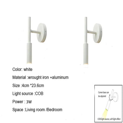 Modern matte black adjustable led wall lamp made of wrought iron and aluminum for bedroom reading night light