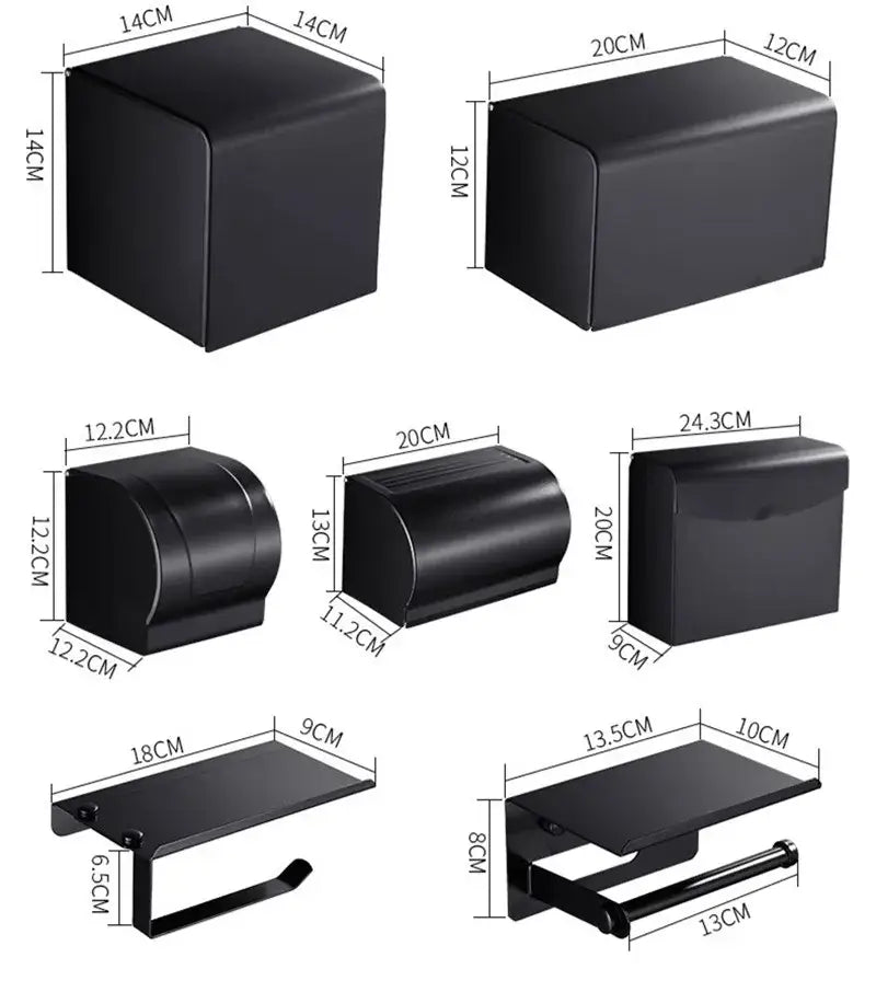 Modern matte black aluminum paper holder bathroom cube rack with sleek black aluminum bathroom decorbites finish