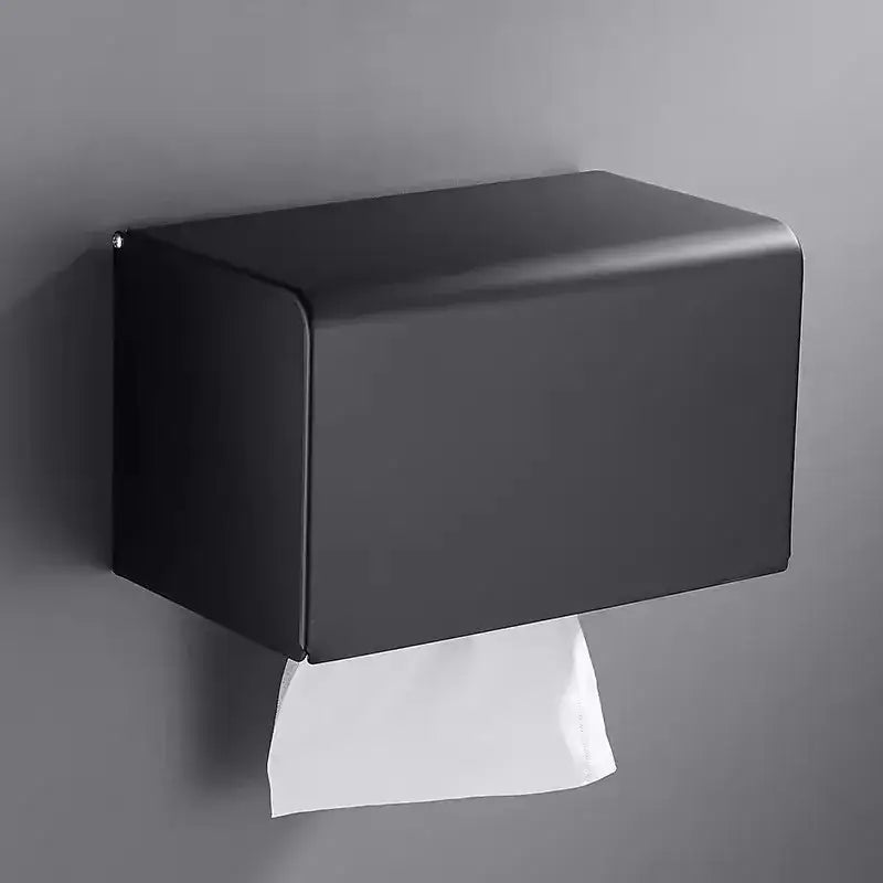 Modern matte black aluminum paper holder with black aluminum bathroom design by decorbites wall-mounted dispenser