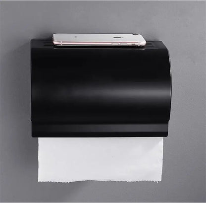 Modern matte black aluminum paper holder with sleek black aluminum bathroom design by decorbites for wall mounting