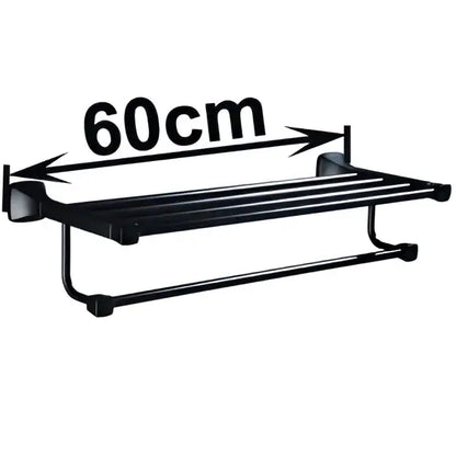 Modern matte black aluminum towel rack with hook 60cm length decorbites black aluminum towel rack for bathroom decor