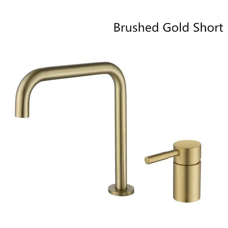 Brushed gold basin faucet with sleek modern design and cylindrical handle for decorbites black basin faucet setup