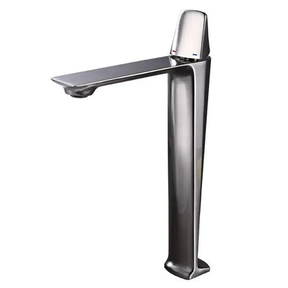 Modern chrome-finished tall sink faucet with rectangular spout for decorbites black brass bathroom use