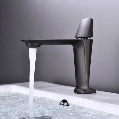 Modern matte black and white brass sink faucet with sleek angular design and tall spout for black brass bathroom decorbites use