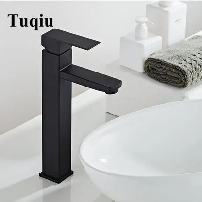 Modern matte black baking stainless basin faucet with sleek rectangular design for bathroom mixer decorbites black baking