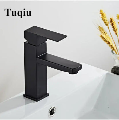 Modern matte black baking stainless basin faucet by tuqiu with angular design for bathroom mixer decorbites black baking