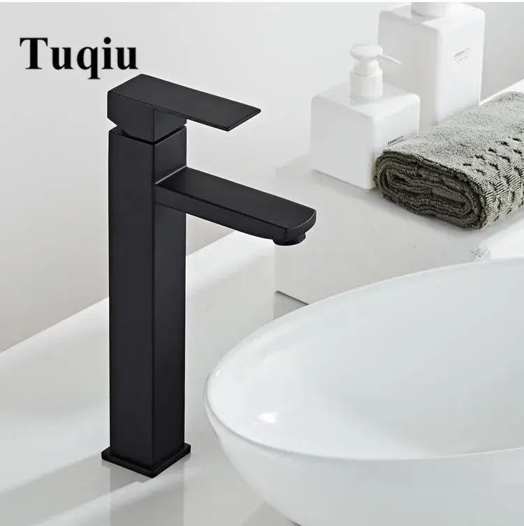 Modern matte black baking stainless basin faucet with a sleek rectangular design for bathroom mixer decorbites black baking
