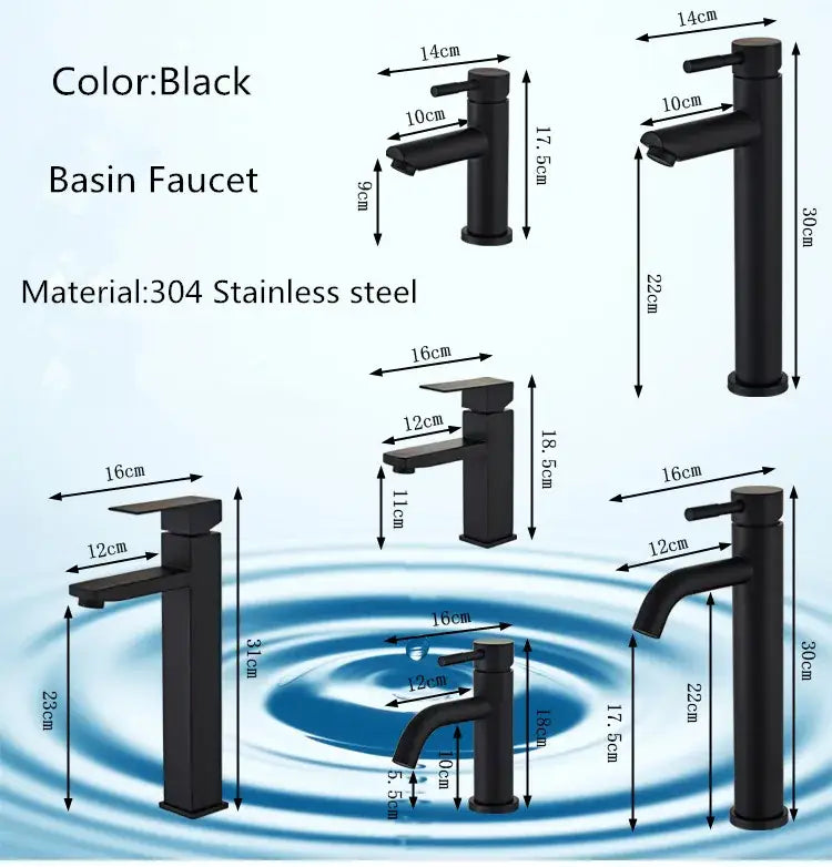 Modern matte black baking stainless basin faucet made of 304 stainless steel with minimalist design by decorbites black baking
