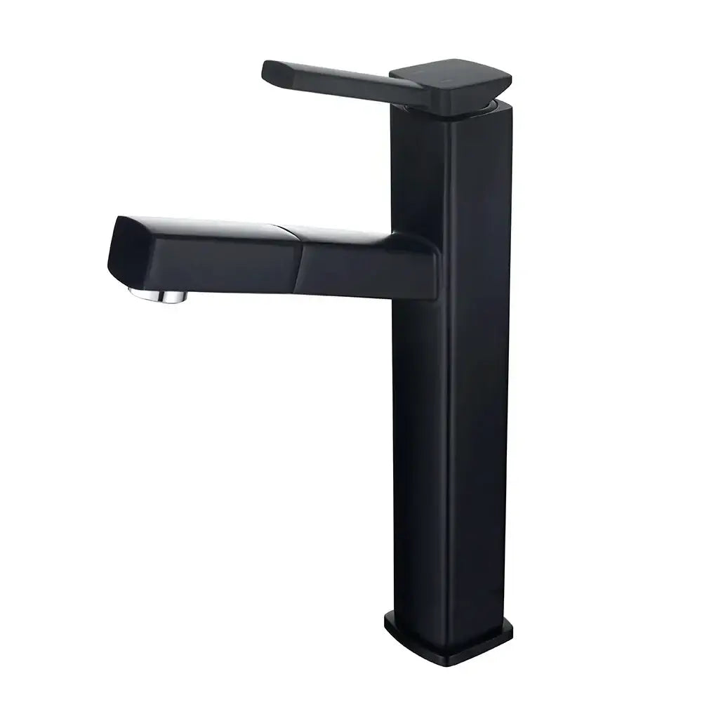 Modern matte black basin faucet with sleek rectangular design and chrome spout for bathroom by decorbites black basin faucet