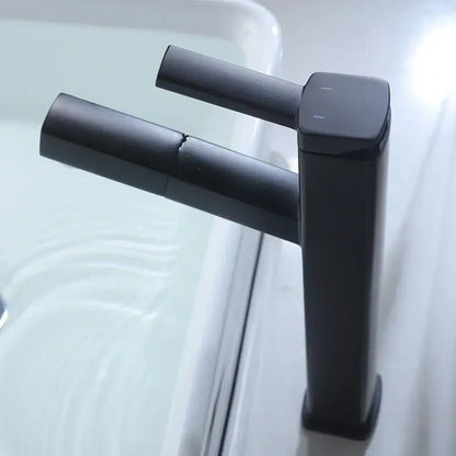 Modern matte black basin faucet with sleek minimalist design and dual handles for bathroom decorbites black basin use