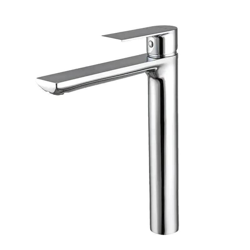 Modern chrome-finished single-handle basin faucet with ceramic valve core and sleek short tap styles for bathroom use