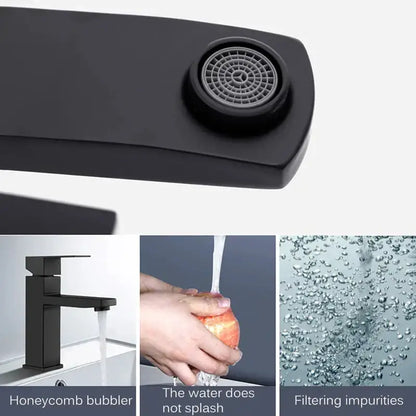 Modern matte black basin faucet with single handle mixer and honeycomb bubbler design by decorbites black basin faucet