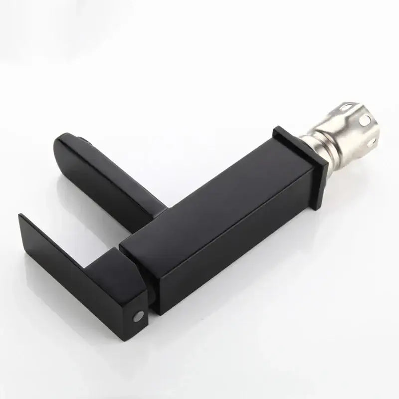 Modern matte black basin faucet with a sleek rectangular spout and polished chrome base by decorbites black basin faucet