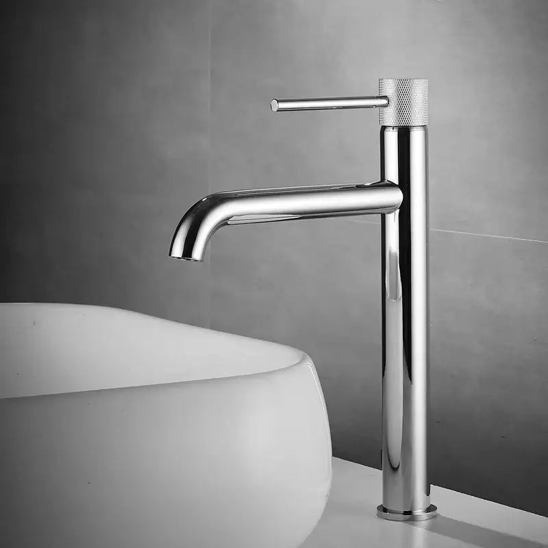 Modern chrome basin faucet with knurled knob and sleek spout ideal for bathroom sink mixer tap decorbites brushed gold alternative