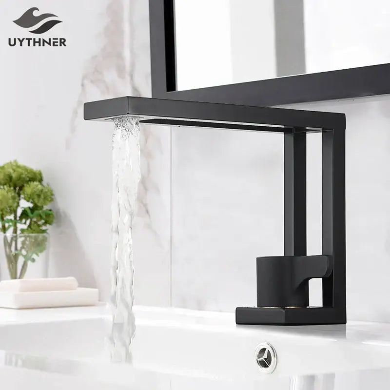 Modern matte black basin faucet with rectangular spout and minimalist design for bathroom vessel sinks decorbites black basin faucet