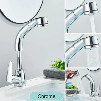 Modern matte black basin faucet with chrome accents and pull-out spray head for kitchen decorbites black basin faucet