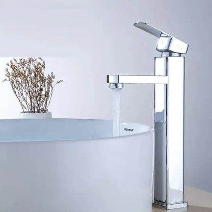 Modern chrome finished waterfall basin mixer with sleek tall rectangular spout for decorbites basin mixer bathroom use