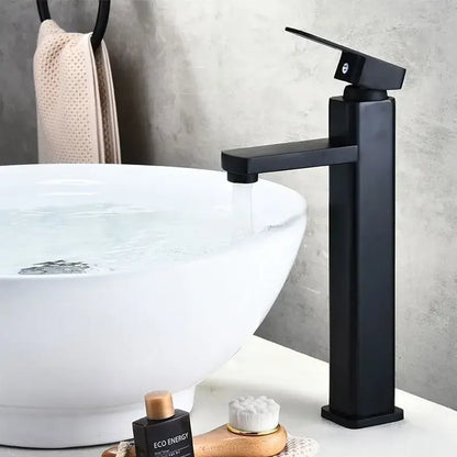 Modern matte black basin mixer with rectangular spout and sleek finish for decorbites basin mixer bathroom decor