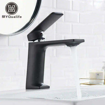 Modern matte black basin mixer tap with sleek angular design and single lever handle for decorbites black basin use