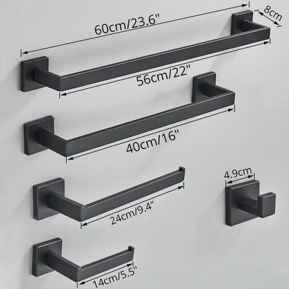 Set of modern matte black metal bathroom towel racks and hooks from decorbites black bathroom accessories set