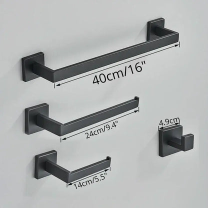 Set of modern matte black metal bathroom accessories set with towel racks and hooks for decorbites black bathroom