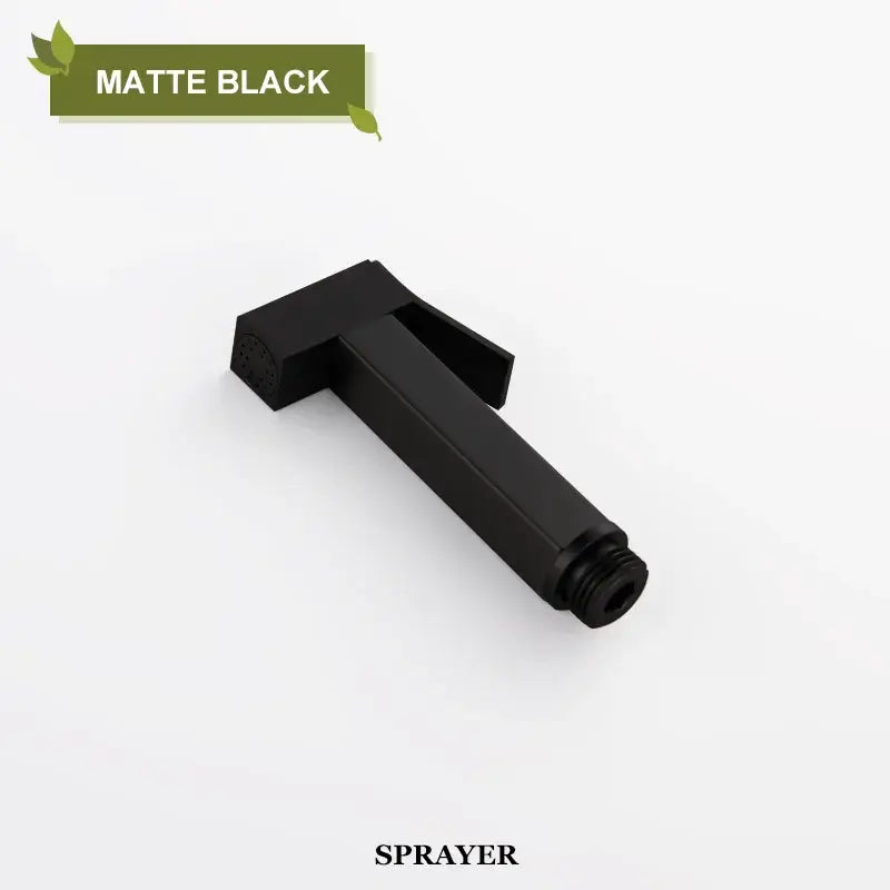 Matte black bidet faucet shower mixer with sleek hexagonal body and modern design for bathroom use