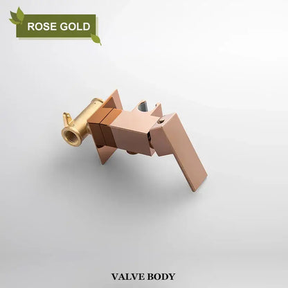 Rose gold bathroom valve body with sleek modern design and brushed finish for matte black bidet faucet shower mixer