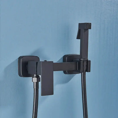 Modern matte black bidet shower faucet set with sleek wall-mounted shower faucet and flexible hose by decorbites bidet
