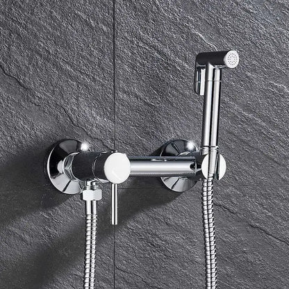 Modern matte black bidet shower faucet set with chrome wall-mounted shower faucet and handheld sprayer by decorbites