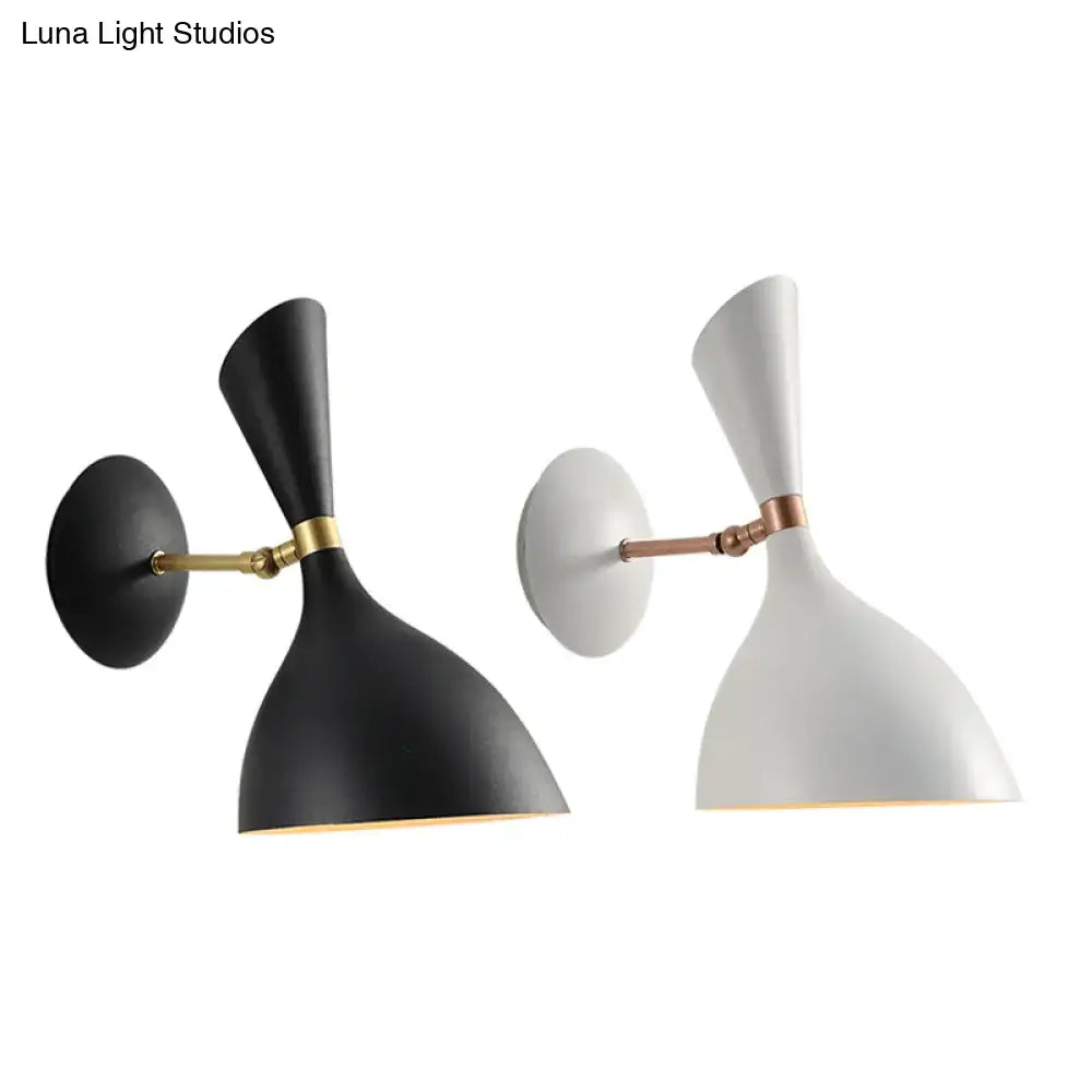 Modern matte black and brass wall lamp with sleek conical shade adjustable light type 220v-240v 110v-120v bedroom lighting