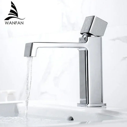 Chrome finished wanfan modern basin faucet with square textured spout and sleek black brass basin design decorbites black brass