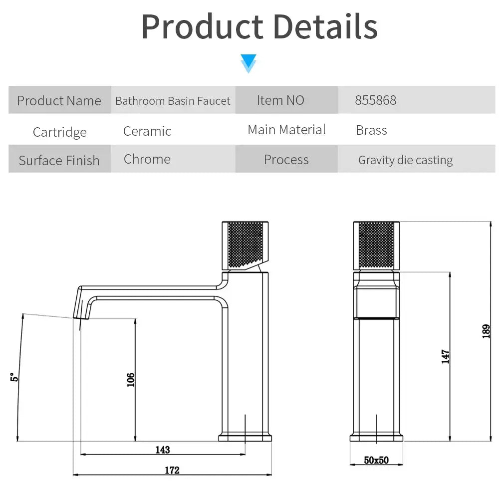 Modern matte black brass basin faucet with chrome finish ceramic cartridge and gravity die-casting for bathroom use