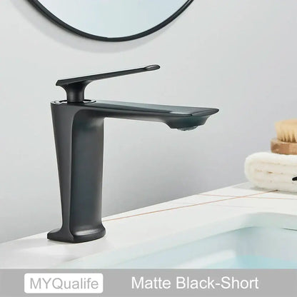 Modern matte black brass bathroom sink faucet with sleek short design for decorbites black brass bathroom decor