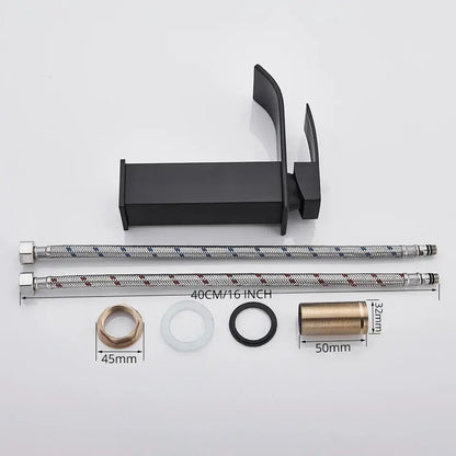Modern matte black brass bathroom waterfall sink faucet with sleek minimalist design and matching decorbites black brass bracket