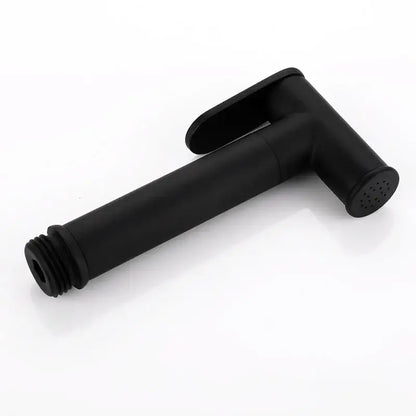 Modern matte black brass bidet faucet handheld sprayer with sleek design and threaded connection for bathroom use