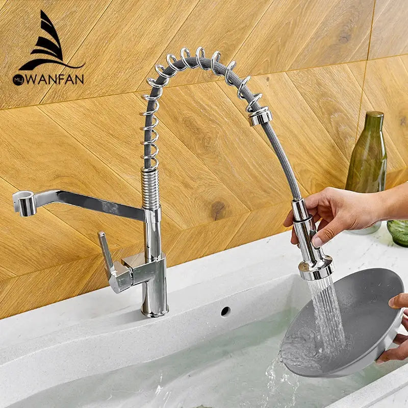 Modern matte black brass kitchen faucet with pull down sprayer and flexible coiled hose for decorbites black brass kitchen decor
