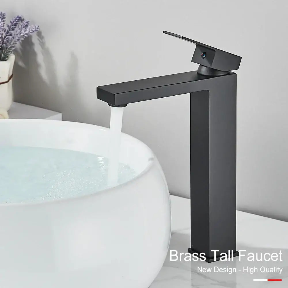 Modern matte black brass square basin faucet with sleek decorbites black brass design for bathroom mixer tap