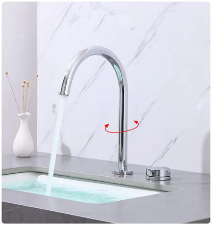 Modern basin faucet with chrome finish sleek arched spout single handle for temperature control decorbites brushed gold