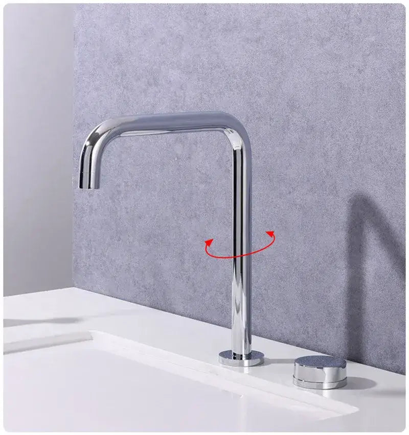 Modern chrome-finished basin faucet with sleek curved spout and brushed gold accents by decorbites brushed gold