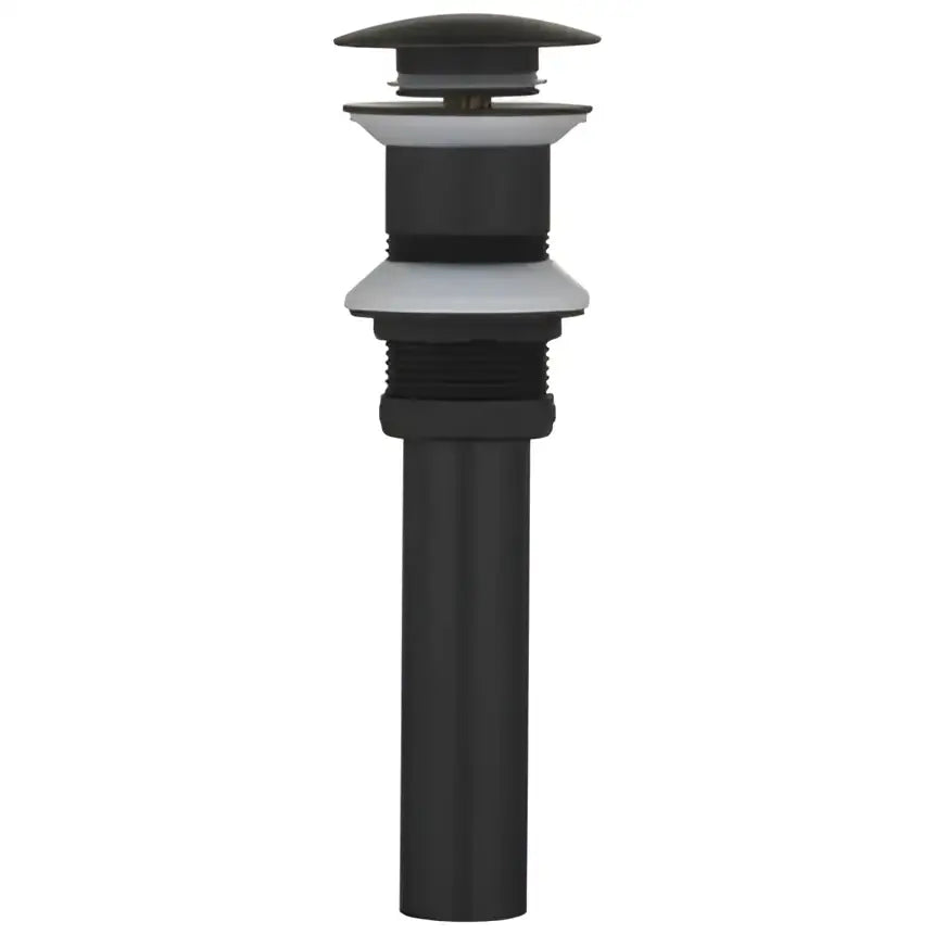 Black matte bathroom sink drain with concentric rings complements modern brushed gold basin faucets design