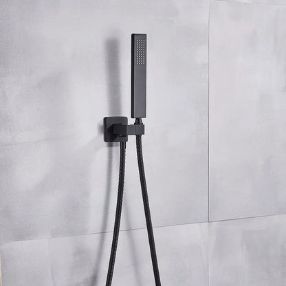Modern matte black handshower head with 150cm stainless hose and wall-mounted bracket decorbites black abs finish