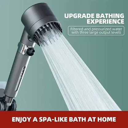 Modern matte black and chrome shower head with ergonomic design and three modes high pressure for enhanced shower experience