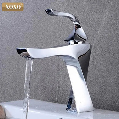 Chrome-finished xoxo brand modern waterfall basin faucet with sleek sculpted design for decorbites contemporary brass basin