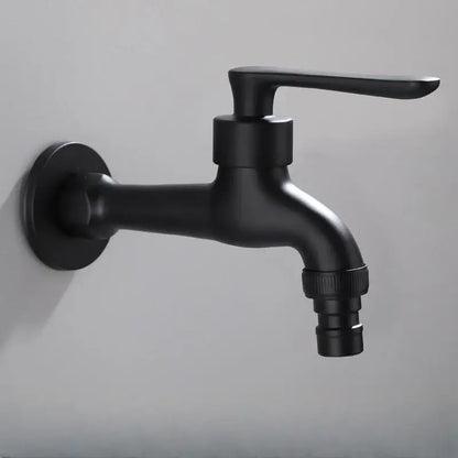 Modern matte black copper bathroom wall mounted faucet with matte finish and integrated hose connector in sleek design