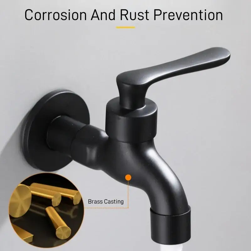 Modern matte black copper bathroom faucet with sleek design and corrosion-resistant black matte brass finish wall mounted tap