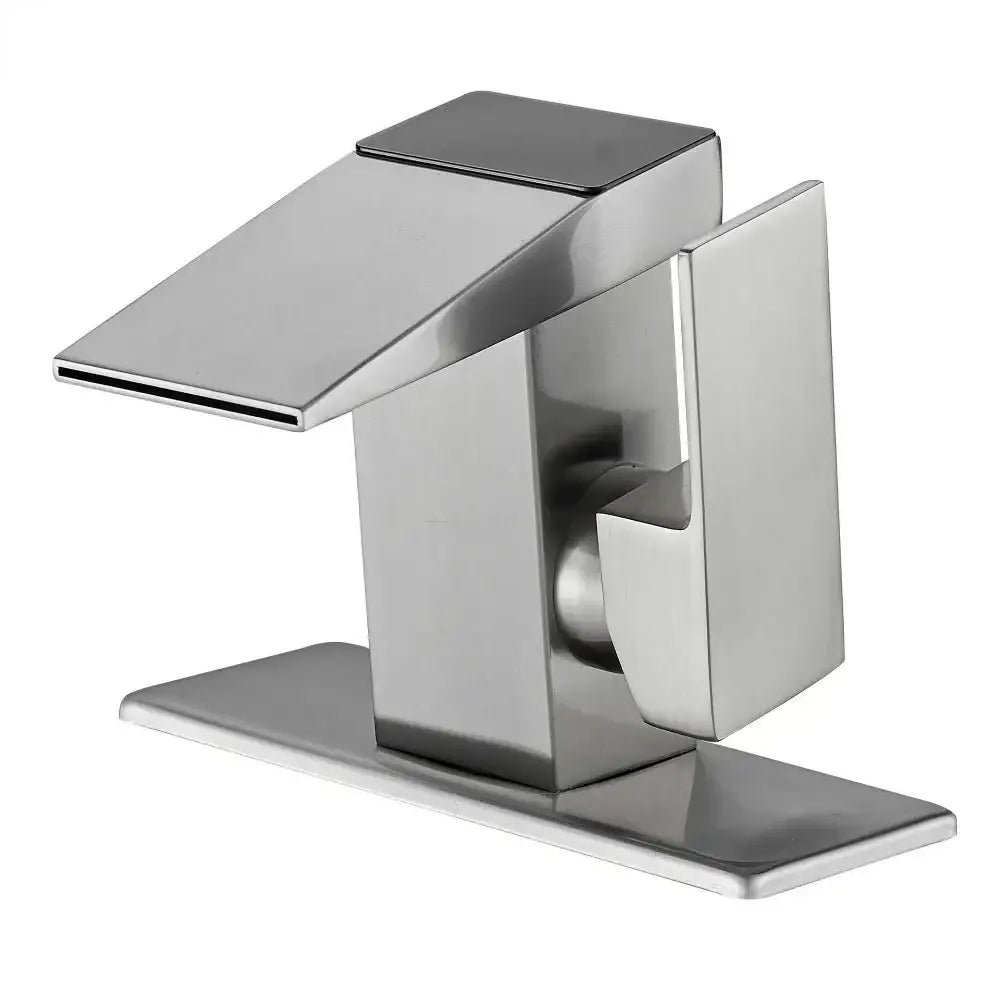 Modern matte black digital display basin faucet with a brushed stainless steel waterfall spout and decorbites digital display temperature monitor